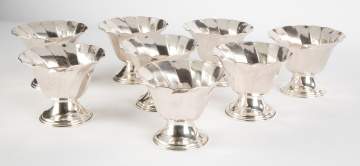 Eight Sterling Silver Dessert Bowls with Fluted Sides
