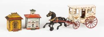 Painted Cast Iron Milk and Cream Horse Drawn Cart