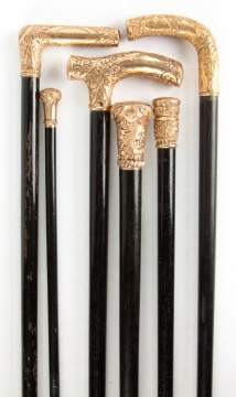 Six Gold Plated Presentation Canes