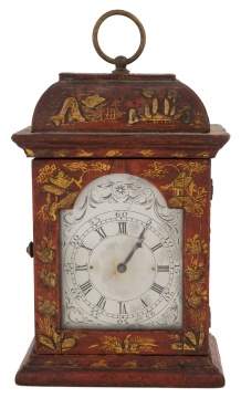 French Miniature Vermilion Chinoiserie Carriage Clock