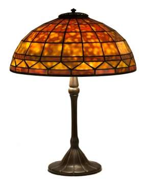 Tiffany Studios, New York, Dichroic Glass 'Colonial' Table Lamp