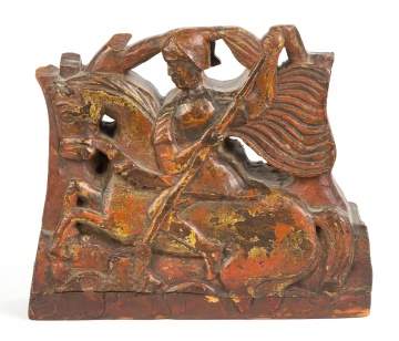 19th Century Wood Carving of St. George and the Dragon