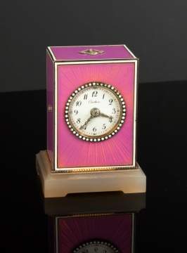 A Belle Epoque Enamel & Agate Desk Clock, By Cartier