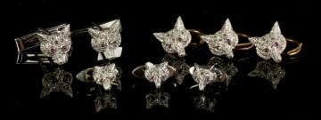 14K Gold & Diamond 'Fox' Cuff Links & Studs