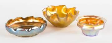 Three L.C.T. Tiffany Favrile Iridescent Bowls
