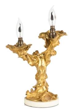 E.F. Caldwell of NY, Gilt Bronze Art Noveau Table Lamp