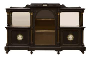 Ebonized & Gilded Side Cabinet with Wedgewood  Plaques