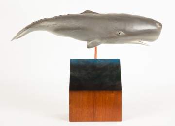 Carved and Painted Wood Sperm Whale by John Thompson