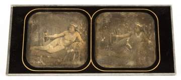 Double  Stereo View Daguerreotype of Reclining  Nude