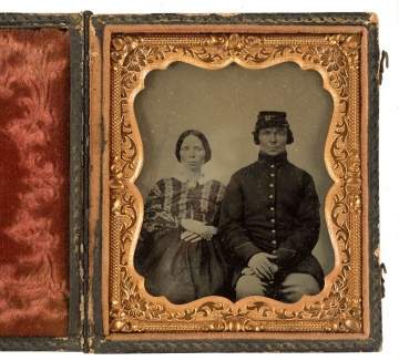 Tin Type of Civil War Soldier and Wife