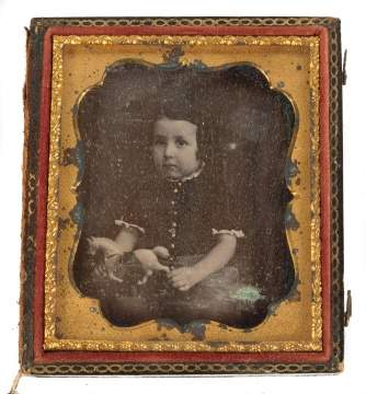 Daguerreotype of Young Child with Tin Pull Toy