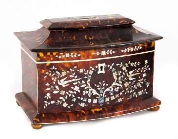 Fine Mother of Pearl Inlay Shell Tea Caddy