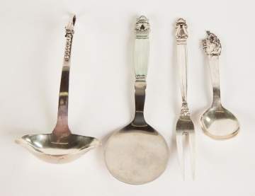 Four Danish Sterling Serving Pieces