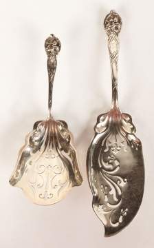 Two Sterling Serving Pieces with Morning Glories