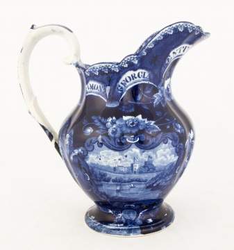 Historic Blue Staffordshire State's Pitcher