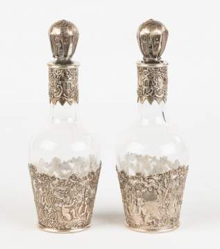 Pair of Silver Overlay Decanters