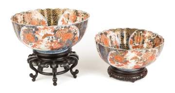 Nested Pair of Porcelain Imari Bowls