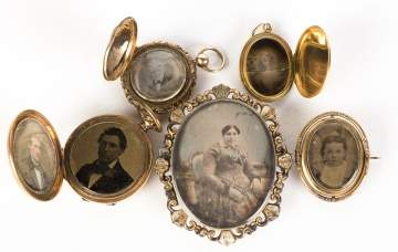 Group of Daguerreotype Brooches and Lockets