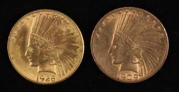 1906 & 1926 10 Dollar Indian Head Gold Coins