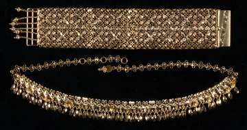 14K Gold Chinese Necklace and Bracelet 