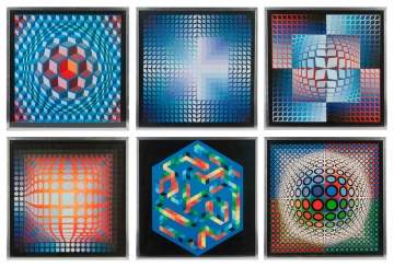 Six Victor Vasarely (French/Hungarian, 1908–1997) Prints and Book