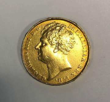 1823 British Sovereign Gold Coin, George IV with  Gold Chain & Fob