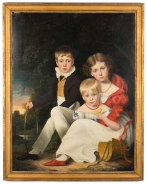 19th Century Family Portrait of Children & Bird