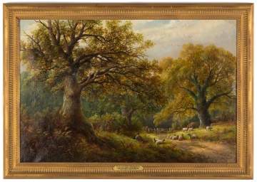 George Turner (British, 1841-1910) "Under the Oaks in Derbyshire"