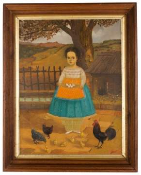 Horacio Renteria Rocha (Mexican, 1912-1972) Portrait of a Young Girl and Farm Yard