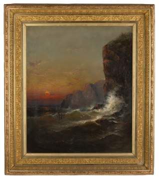 Attributed to James Hamilton (Irish/American, 1819-1878) Sun Setting on a Shipwreck