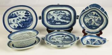 Group of Chinese Export Canton including Two Warming Plates