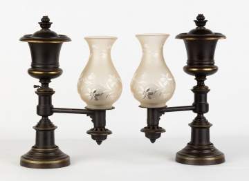 Pair of H. N. Hooper & Co. Boston Argand Lamps