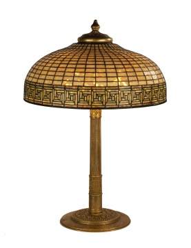 Tiffany Studios, New York, "Greek Key" Table Lamp
