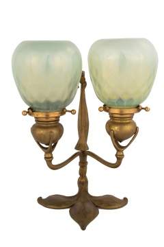 Tiffany Studios, New York, Two Light Candle Lamp