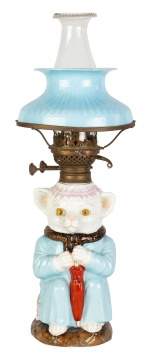 Unusual Cat Figural Oil Lamp