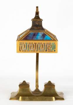 Bradley Hubbard Desk Lamp with Inkwells