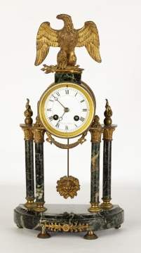 French Marble and Brass Column Clock