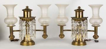 Pair of Brass Argand Lamps