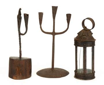 Group Early 19th Century Iron and Metal Lighting
