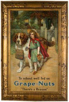 Tin Lithograph Grape Nuts Sign
