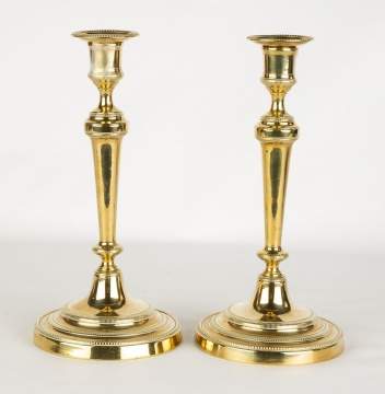 Pair of Early French Brass Candle Sticks