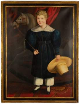 19th Century Portrait of Young Girl With Rocking Horse