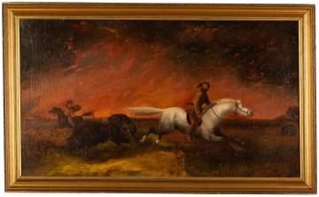 19th Century Unsigned Painting of Prairie Fire