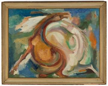 Eliahu Adler (born 1912) Painting of Stylized Horses