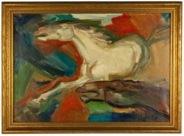 Eliahu Adler (born 1912) Painting of Two Horses