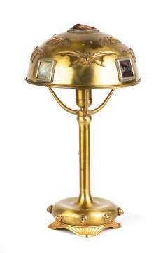 Bradley and Hubbard Brass and Jeweled Lamp