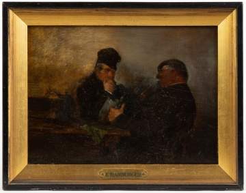 E. Harburger Painting of Two Men with Tankards