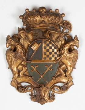 Continental Carved and Giltwood Coat of Arms