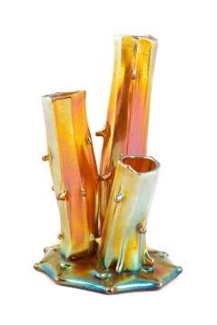 Steuben Gold Aurene Triple Stump Vase
