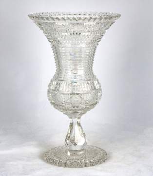 Hawks Brilliant Period Cut Glass Chalice Pedestal Vase